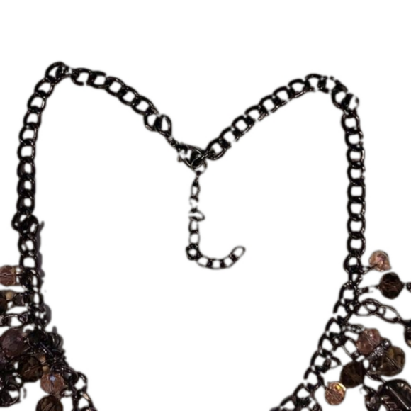 Olé necklace with 3 Amethyst agate pendants and dangled smokey beads and charms - Picture 6 of 6